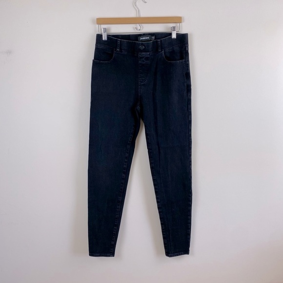 Betabrand Signature Mid-Rise Denim Pull-On Skinny Jean Black Rinse - Picture 1 of 6